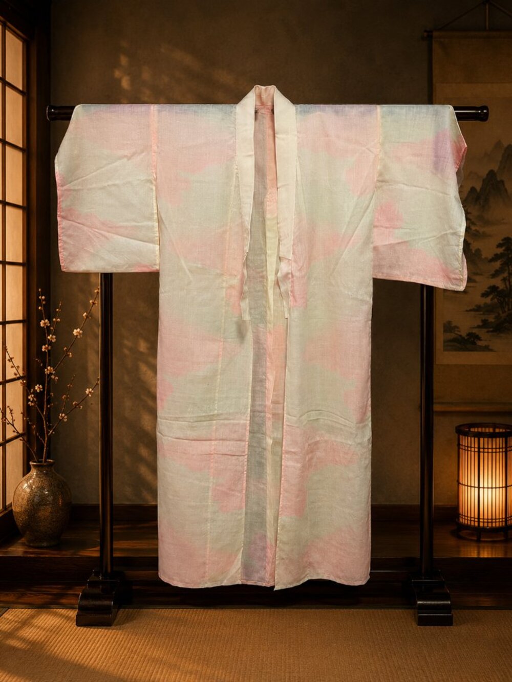 Vintage Japanese Kimono Underrobe Nagajuban Pastel Pink Family Collection